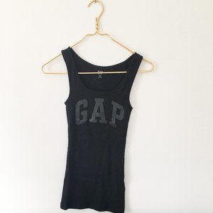 NEW GAP Ribbed Black Logo Tank Top